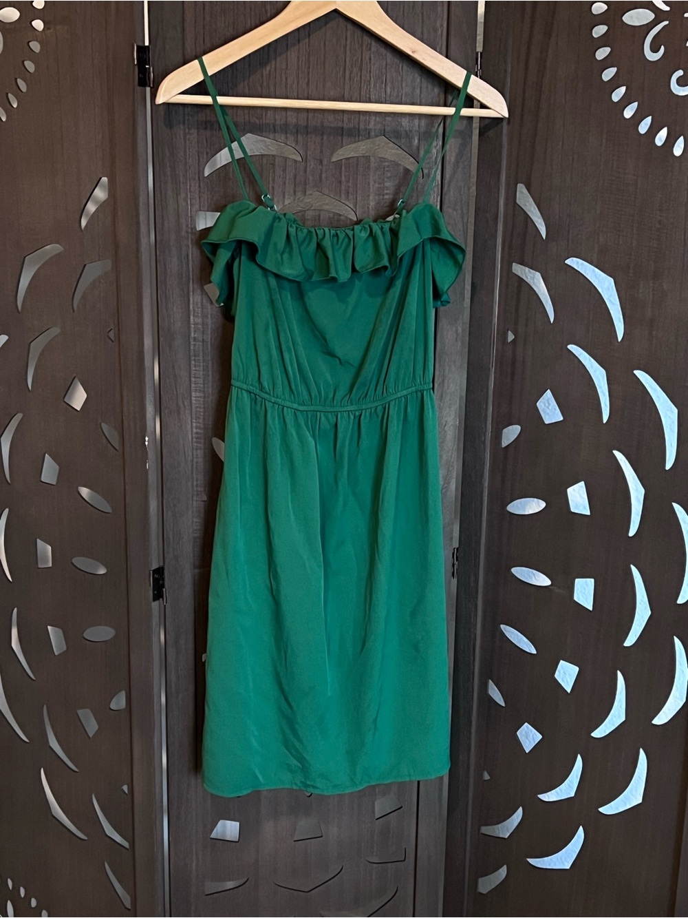 Old Navy Emerald Green Ruffle-Trim Mini Dress